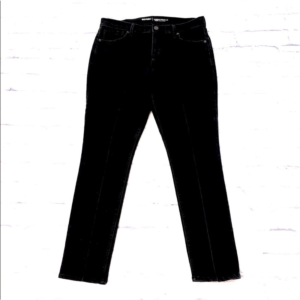 Old Navy Curvy Mid Rise Skinny Jeans Black Denim Size 12